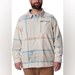 Columbia Steens Mountain Printed Fleece Shirt Jacket Cream/Blue Sz XXL Gorpcore